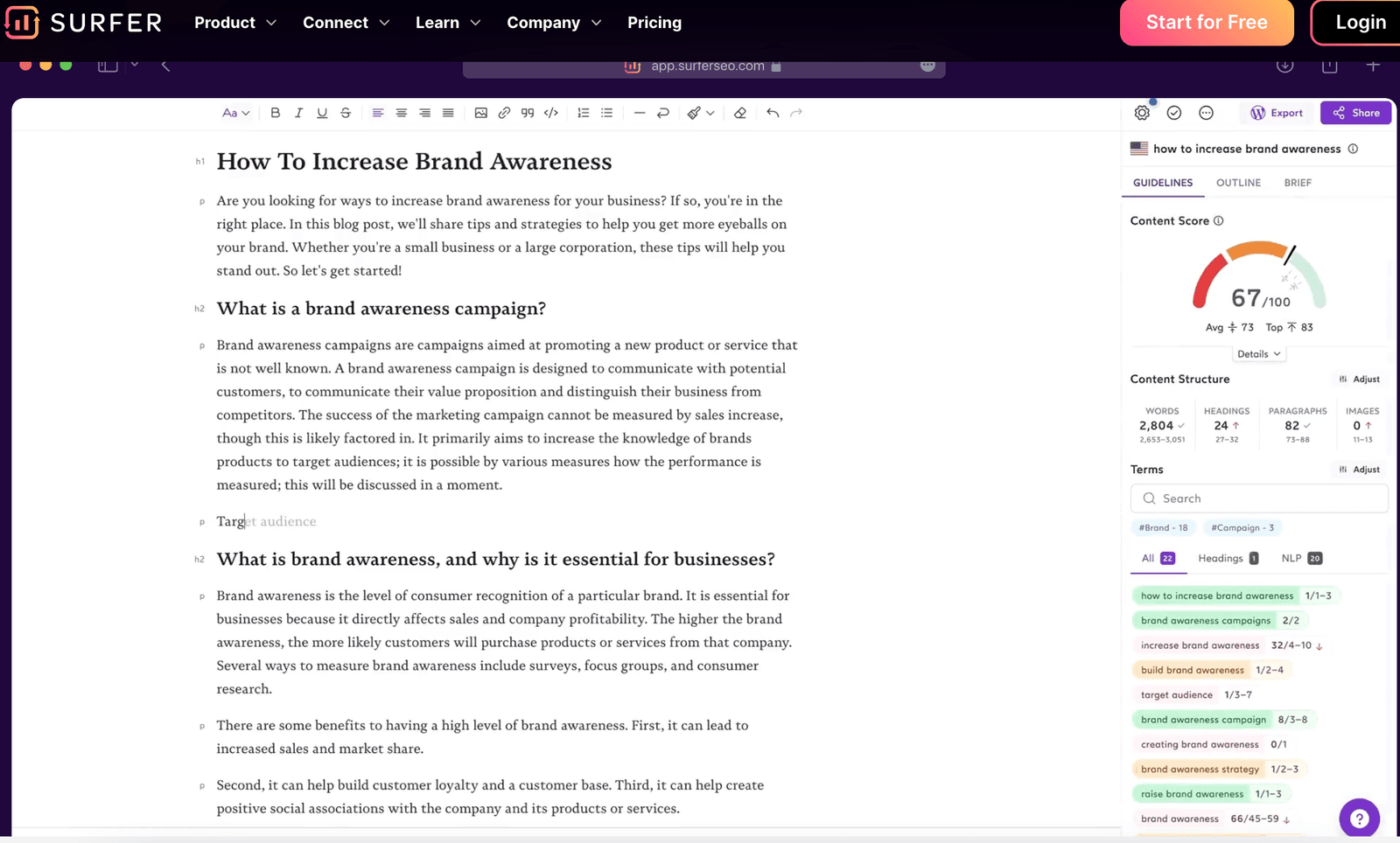 Quality SEO optimized blog content with SurferSEO