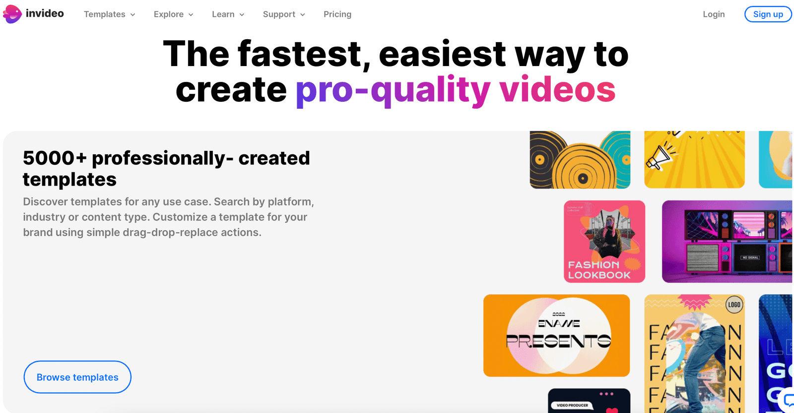 invideo website - ai video editor