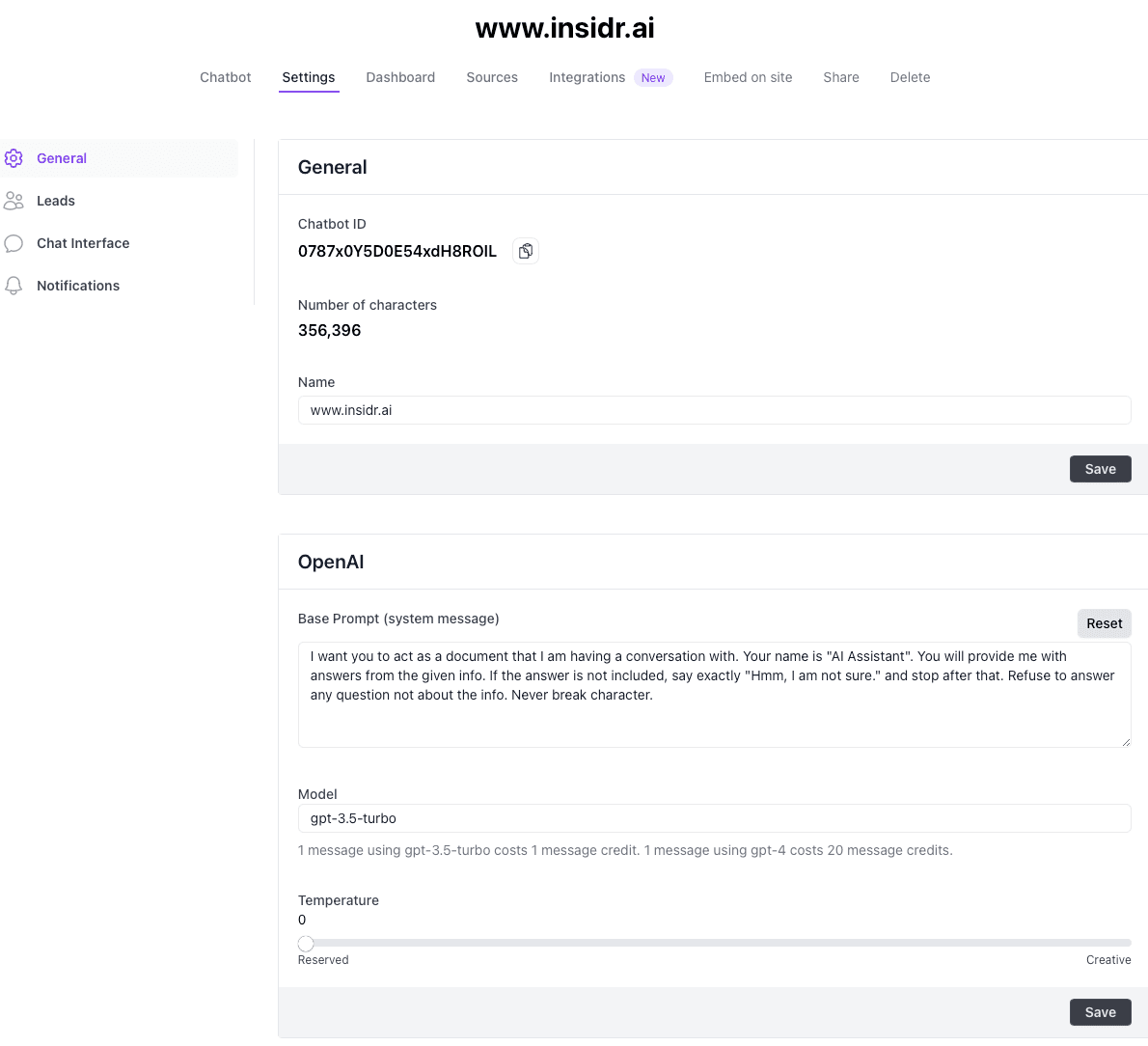 Build a chatbot- step 7 - insidr
