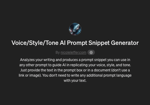 Voice/Style/Tone AI Prompt Snippet Generator