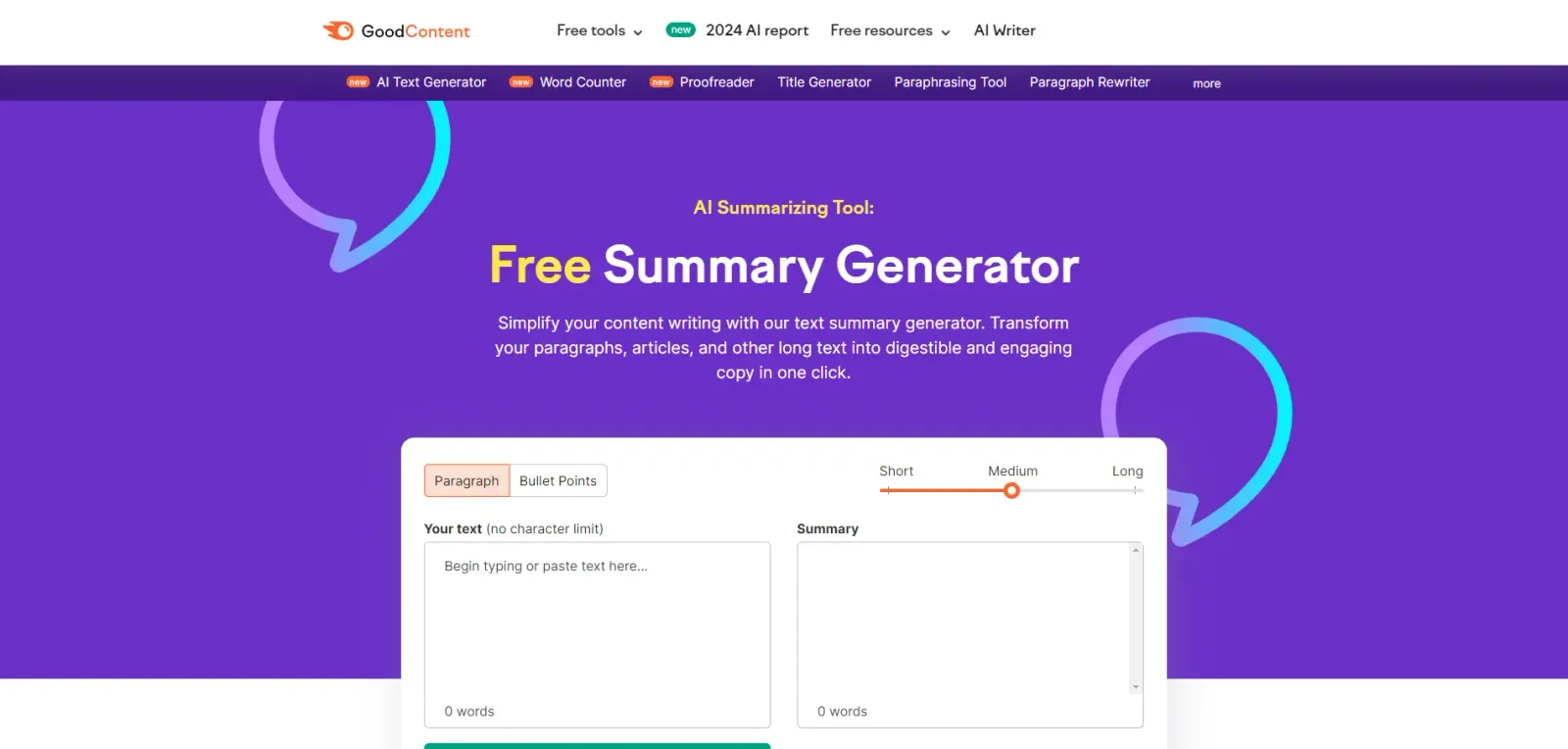 Semrush's Summarizing Tool